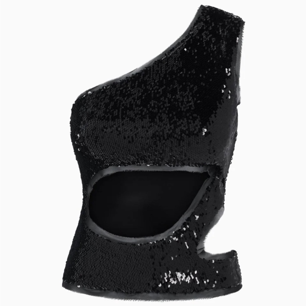 KHY Black Cutout One Shoulder Sequin Top XXS